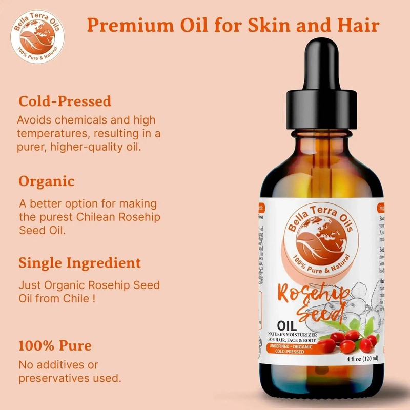 Rosehip Seed Oil: Cold-Pressed, Pure, Ideal for Skin Regeneration and Care gallery