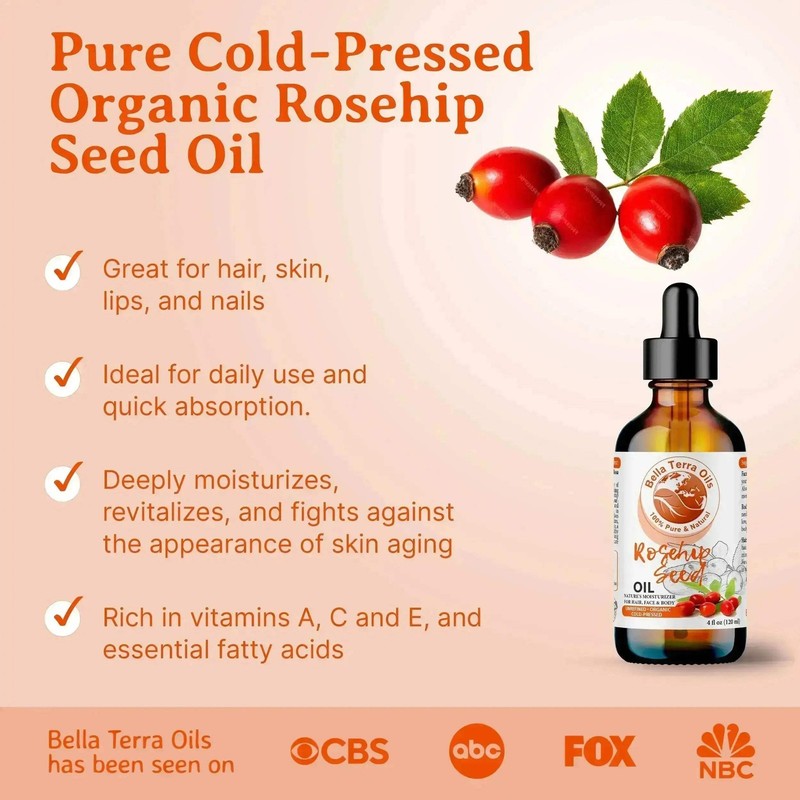 Rosehip Seed Oil: Cold-Pressed, Pure, Ideal for Skin Regeneration and Care gallery