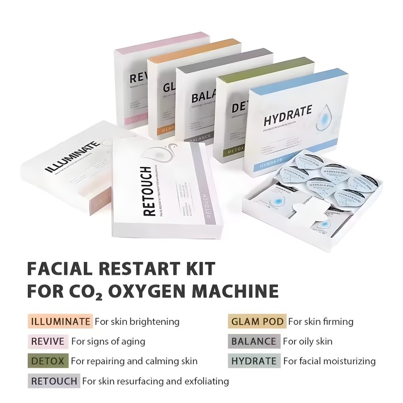 Facial SPA CO2 Bubble Oxygen Beauty Machines & Skin Bright Gel Exfoliat Pods Kit gallery